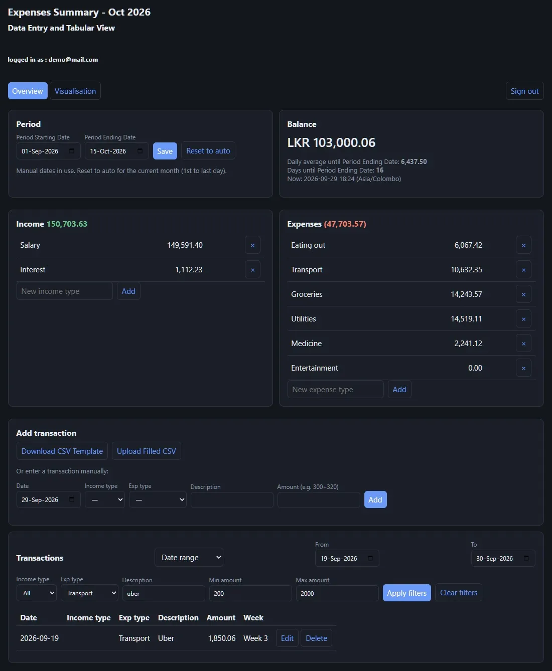 Building ExpTracker: A Budget Dashboard That Matches How I Actually Spend — screenshot 1